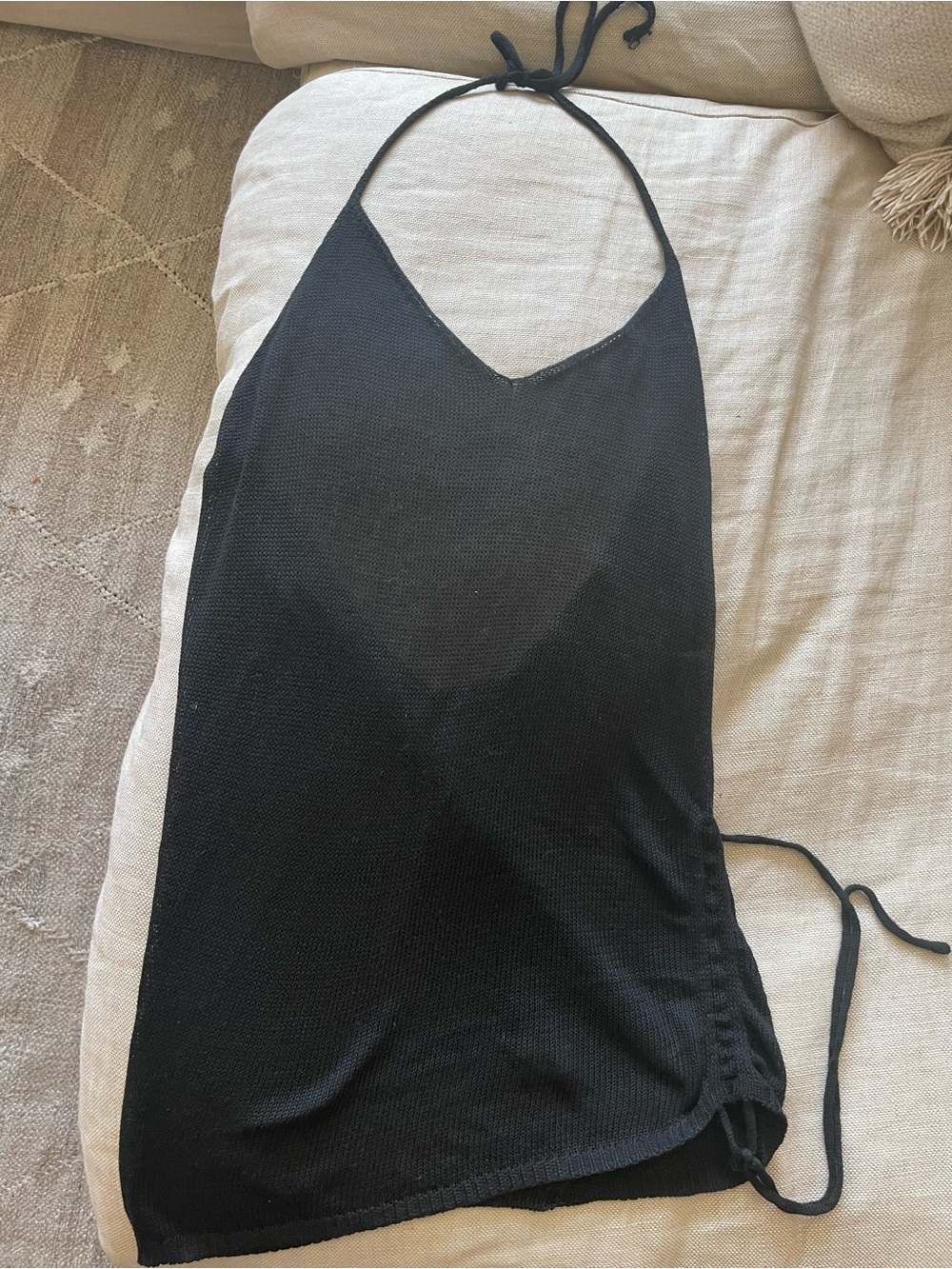 Black Halter Knit Mini Dress beach cover up
